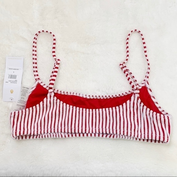 NWT Spiritual Gangster Ribbed Striped Bikini Swim Top In Red & White - Picture 7 of 8
